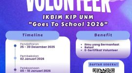 Poster Open Recruitment Volunteer Goes to School 2026 IKBIM KIP UNM, (Foto: Ist.)