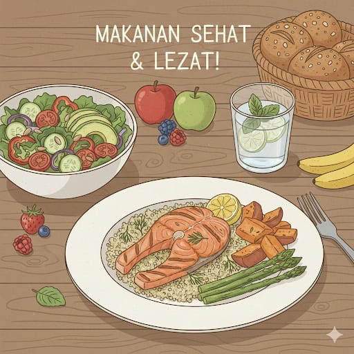 Ilustrasi makanan sehat, (Foto: Ai.)