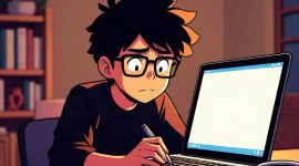Ilustrasi mahasiswa sedang mengerjakan tugas, (Foto: AI)