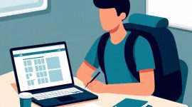 Ilustrasi mahasiswa sedang mempersiapkan kuliahnya, (Foto: AI)