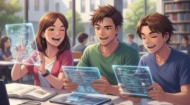 Ilustrasi mahasiswa yang memanfaatkan gadget untuk belajar, (Foto : Int)
