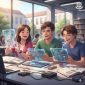 Ilustrasi mahasiswa yang memanfaatkan gadget untuk belajar, (Foto : Int)