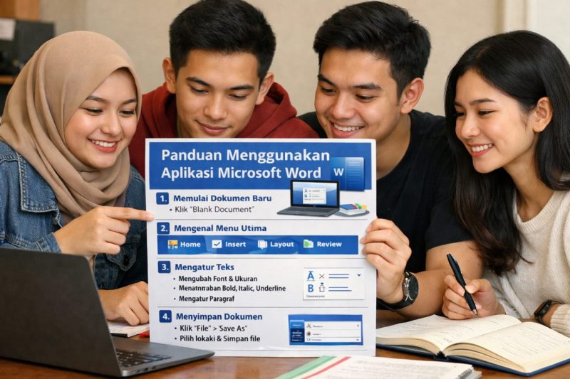 Potret mahasiswa belajar panduan menggunakan aplikasi word (Foto:Ist)