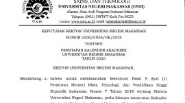 Surat Keputusan Rektor UNM mengenai penetapan kalender akademik tahun 2026, (Foto: Ist)