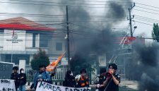 Potret Aksi demo HPPMI Maros Kom. UNM di depan gedung kejaksaan negeri maros, (Foto: Ist.)