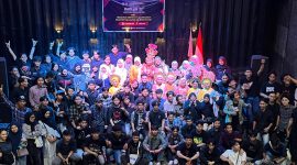Potret bersama pengurus HME FT-UNM pada kegiatan harlah ke-22, (Foto: Ist.)