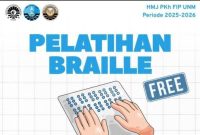 Pamflet Kegiatan Pelatihan Braille HMJ PKH FIP UNM, (Foto: Int)