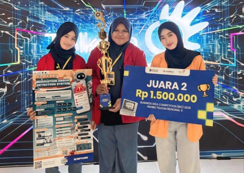 Foto Diana Dewi, Mahasiswa FEB UNM bersama timnya dalam raihan juara 2 Business Idea Competition 2025 kategori Sustainable Business Innovation with AI, (Foto: Ist.)