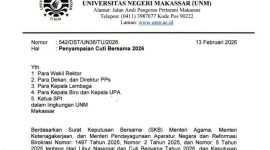 Surat penyampaian cuti bersama 2026, (Foto: Ist.)