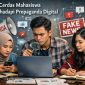 Ilustrasi Mahasiswa saat menyaring Informasi digital, (Foto: Ai.)