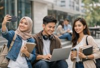 Ilustrasi Mahasiswa sedang melakukan Personal Branding, (Foto: Ai.)