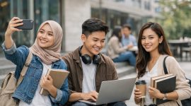 Ilustrasi Mahasiswa sedang melakukan Personal Branding, (Foto: Ai.)