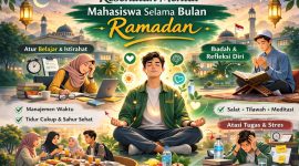 Ilustrasi cara menjaga kesehatan mental selama Ramadan, (Foto : Ai.)