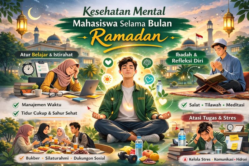 Ilustrasi cara menjaga kesehatan mental selama Ramadan, (Foto : Ai.)