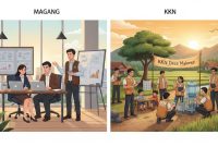 Ilustrasi Gambar Mahasiswa sedang Magang dan KKN (Foto: Ai.)