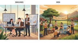Ilustrasi Gambar Mahasiswa sedang Magang dan KKN (Foto: Ai.)