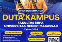 Grafis Open Registration Duta Kampus Fakultas MIPA UNM 2026. (Foto: Ist.)
