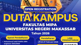 Grafis Open Registration Duta Kampus Fakultas MIPA UNM 2026. (Foto: Ist.)