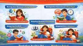 Ilustrasi Mahasiswa Sedang Membaca Buku untuk Meningkatkan Wawasan, (Foto: Ai.)