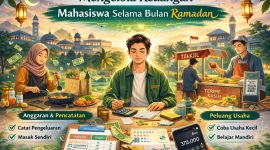 Ilustrasi Mahasiswa Mengatur Keuangan dan Kebutuhan Selama Ramadan, (Foto: Ai.)