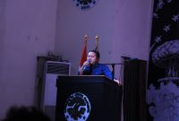 Potret pembina HMJ kimia memberikan sambutannya, (Foto: Winda Pratiwi Agus Tina.)