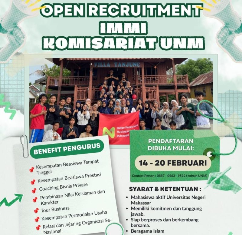 Flyer pendaftaran IMMI komisariat UNM, (Foto: Int.)