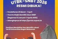 Poster Pengumuman Pendaftaran UTBK-SNBT 2026 Dari Akun Resmi UNM, (Foto: Int.)