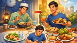 Ilustrasi perubahan pola makan dari puasa ke Lebaran