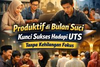 Ilustrasi Mahasiswa Tetap Produktif Belajar dan Beribadah di Bulan Ramadhan Sebagai Persiapan Menghadapi Ujian Tengah Semester (UTS), (Foto: Ai.)