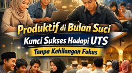 Ilustrasi Mahasiswa Tetap Produktif Belajar dan Beribadah di Bulan Ramadhan Sebagai Persiapan Menghadapi Ujian Tengah Semester (UTS), (Foto: Ai.)