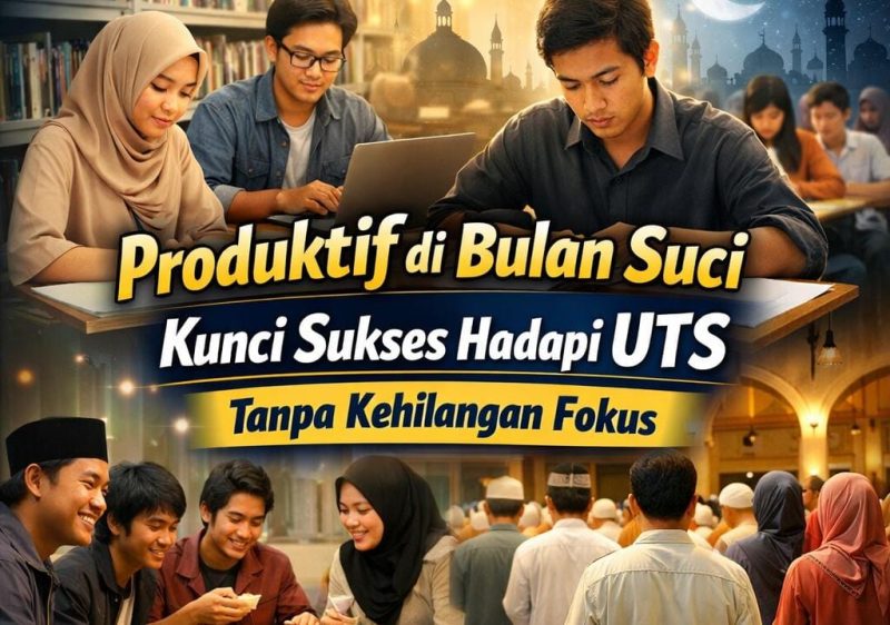 Ilustrasi Mahasiswa Tetap Produktif Belajar dan Beribadah di Bulan Ramadhan Sebagai Persiapan Menghadapi Ujian Tengah Semester (UTS), (Foto: Ai.)