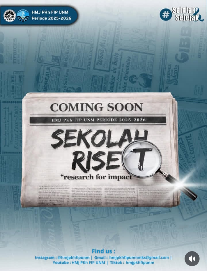 Pamflet Sekolah Riset HMJ PKh FIP UNM Periode 2025–2026, (Foto: Int.)