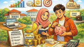 Ilustrasi Mahasiswa Mengelola Keuangan dan Menyusun Anggaran Bulanan,  (Foto: Ai.)
