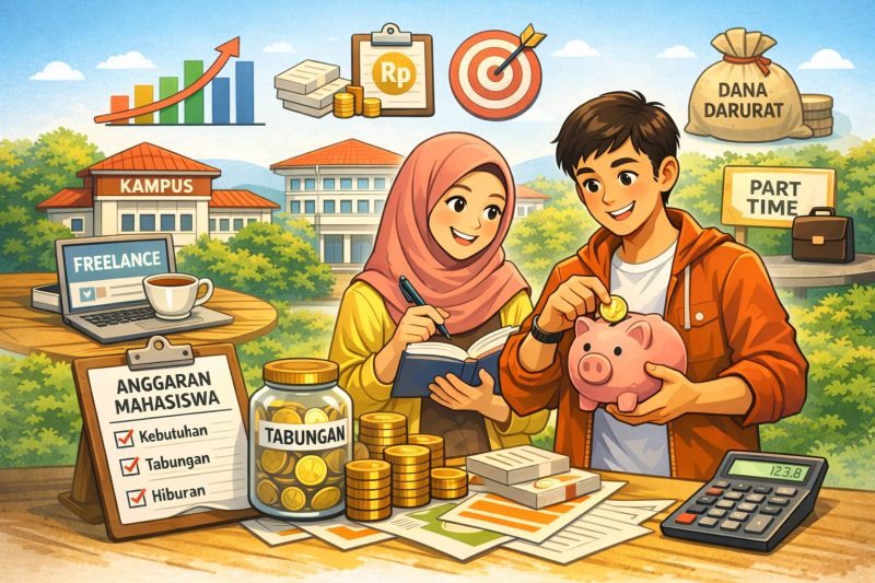 Ilustrasi Mahasiswa Mengelola Keuangan dan Menyusun Anggaran Bulanan,  (Foto: Ai.)