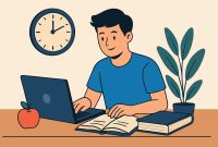 Ilustrasi Mahasiswa yang Fokus Belajar dengan Suasana Tenang, (Foto: Ai.)