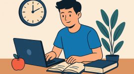Ilustrasi Mahasiswa yang Fokus Belajar dengan Suasana Tenang, (Foto: Ai.)