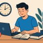Ilustrasi Mahasiswa yang Fokus Belajar dengan Suasana Tenang, (Foto: Ai.)