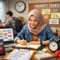 Ilustrasi Seorang Mahasiswa yang Mengatur Waktunya, (Foto: Ai.)