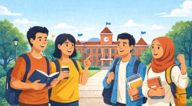 Ilustrasi Mahasiswa Baru Belajar Beradaptasi dengan Kehidupan Kuliah, (Foto: Ai.)