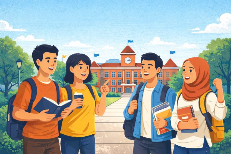 Ilustrasi Mahasiswa Baru Belajar Beradaptasi dengan Kehidupan Kuliah, (Foto: Ai.)