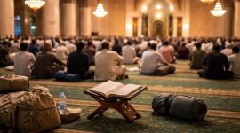 Ilustrasi Jamaah sedang I'tikaf di Masjid, (Foto: Ai.)