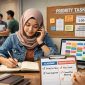 Ilustrasi Foto Mahasiswa yang Mengatur jadwal perkuliahan dengan Organisasi, (Foto: Ai)
