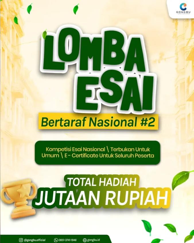 Poster Lomba Esai Nasional yang Diadakan Gongbu, (Foto: Int.)