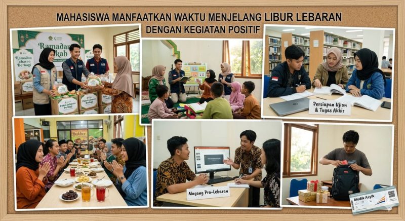 Ilustrasi Mahasiswa Memanfaatkan Waktu Menjelang Libur Lebaran, (Foto: AI)