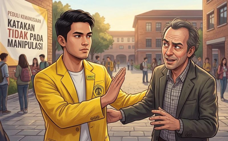 Ilustrasi Mahasiswa Tolak Sikap Manipulasi, (Foto: Ai)