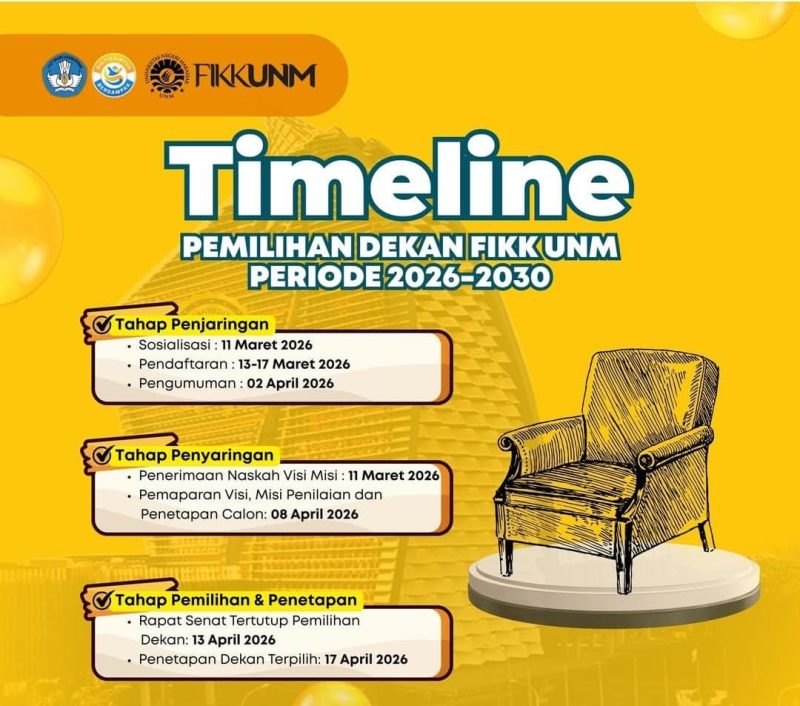 Poster Pendaftaran Calon Dekan FIKK UNM Periode 2026–2030, (Foto: Int.)