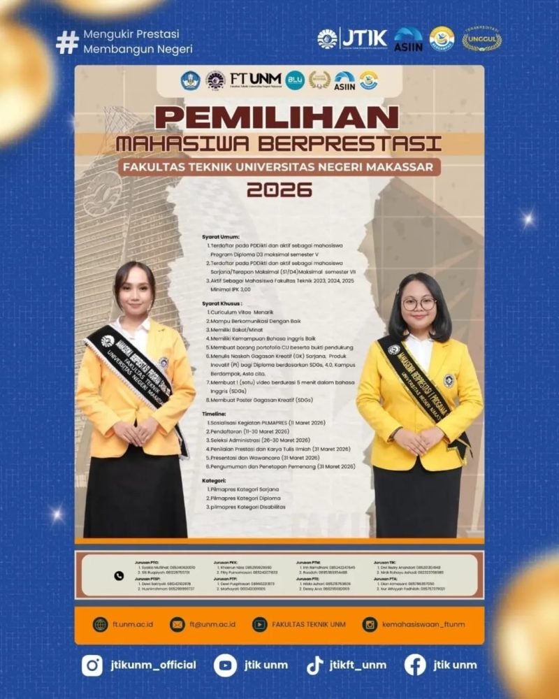 Poster pendaftaran Pilmapres Fakultas Teknik  2026, (Foto: Int.)