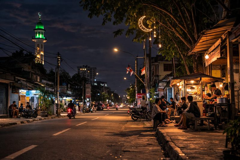 Ilustrasi Suasana Kota di Penghujung Ramadan, (Foto: Ai.)