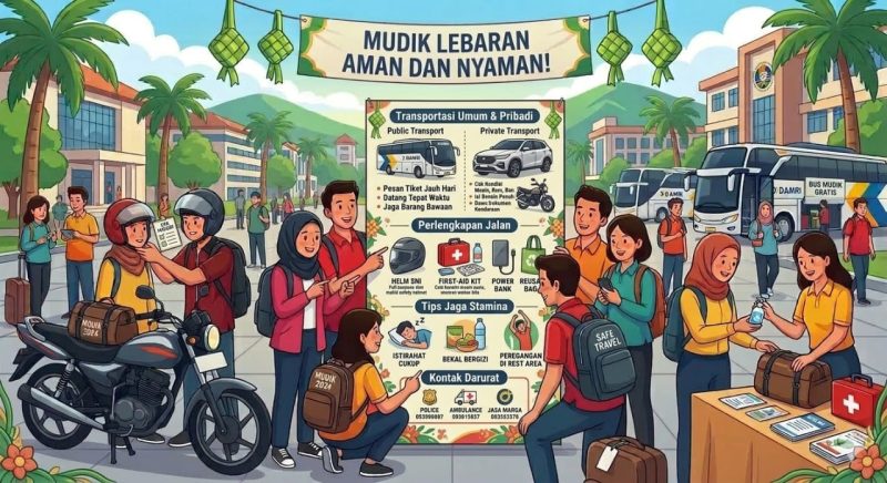 Ilustrasi Antusiasme Mahasiswa Utamankan Keselamatan saat Mudik, (Foto: AI.)