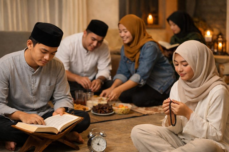 Potret Mahasiswa Memanfaatkan Waktu saat Ramadan, (Foto: AI.)